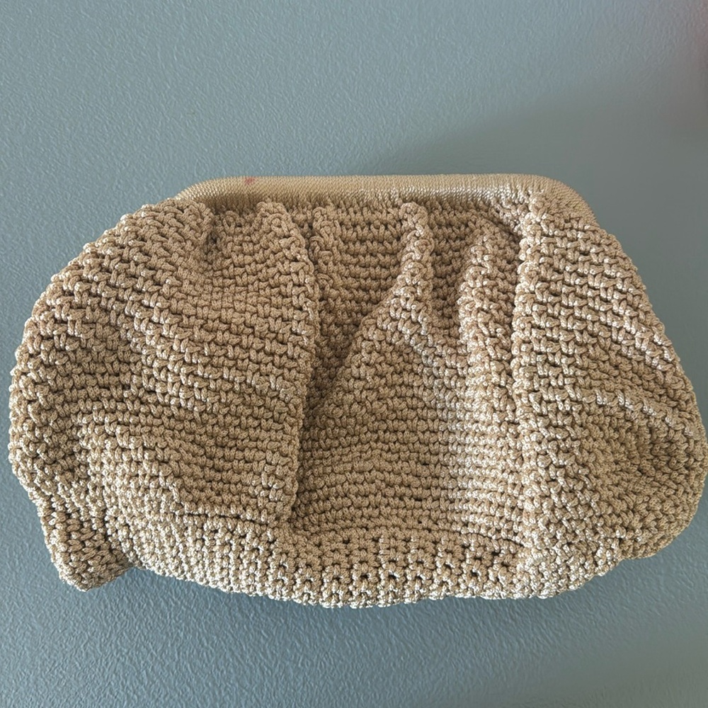 SITA Beige Crochet Clutch Bag - Women's Casual Woven Purse